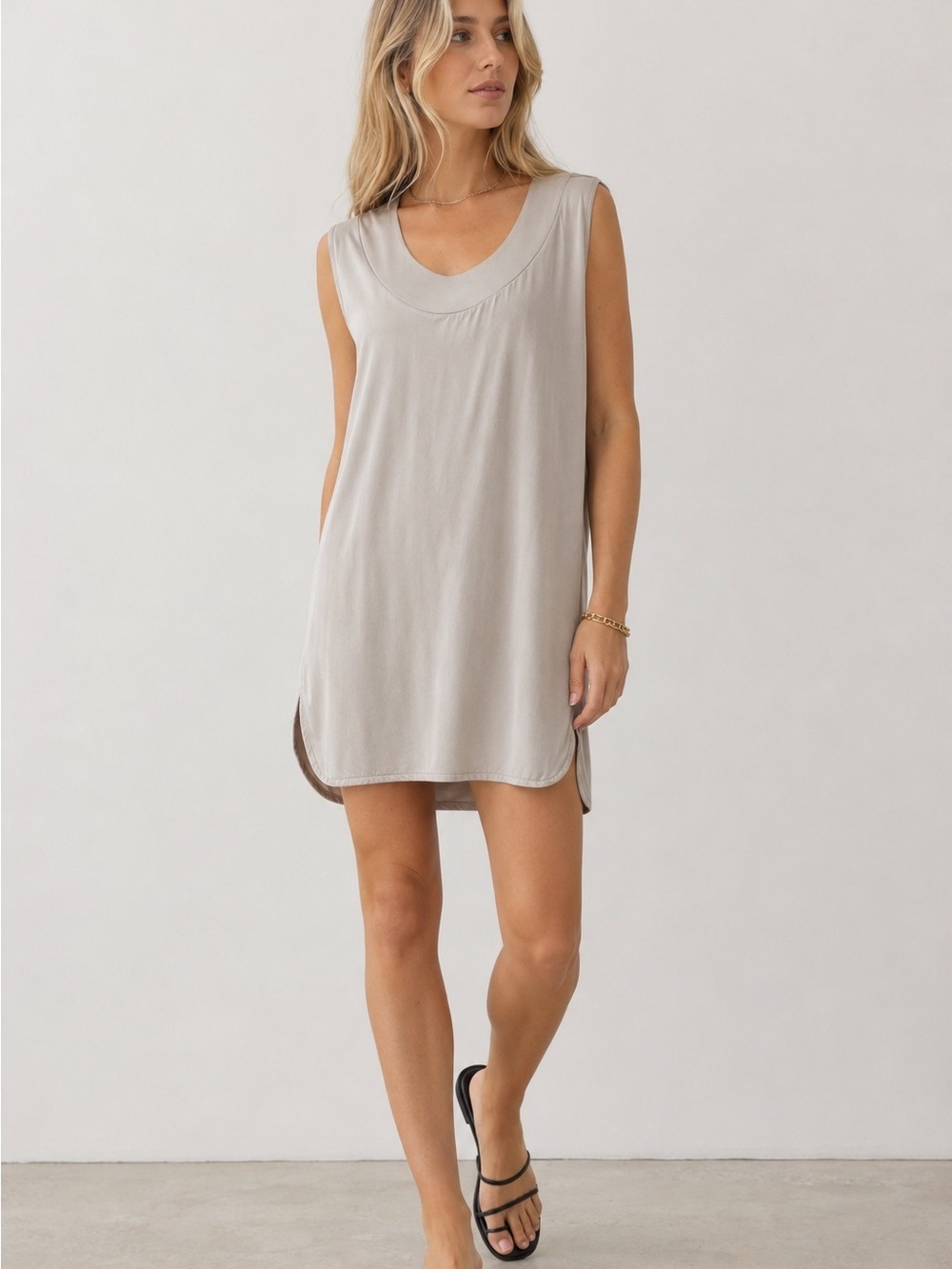 MM6 Maison Martin Margiela Sleeveless Mini Shift Dress – Light Taupe – Size L